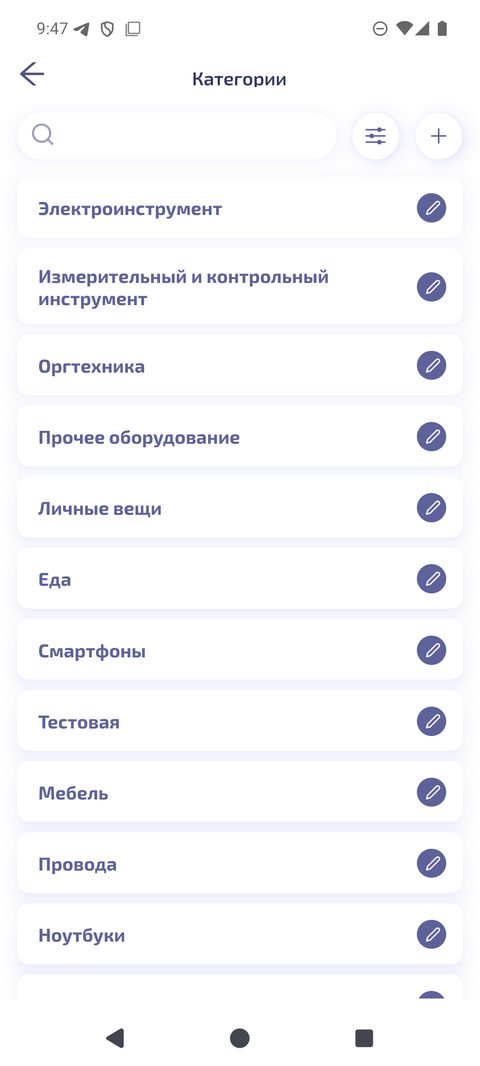 Список категорий